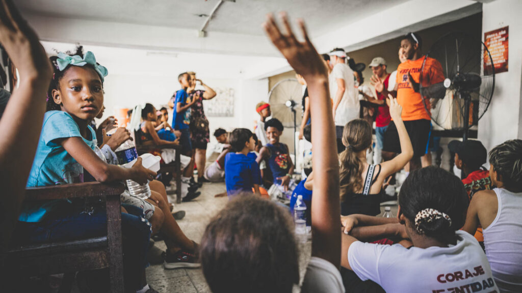 Children participating in a local church community outreach in Cuba.